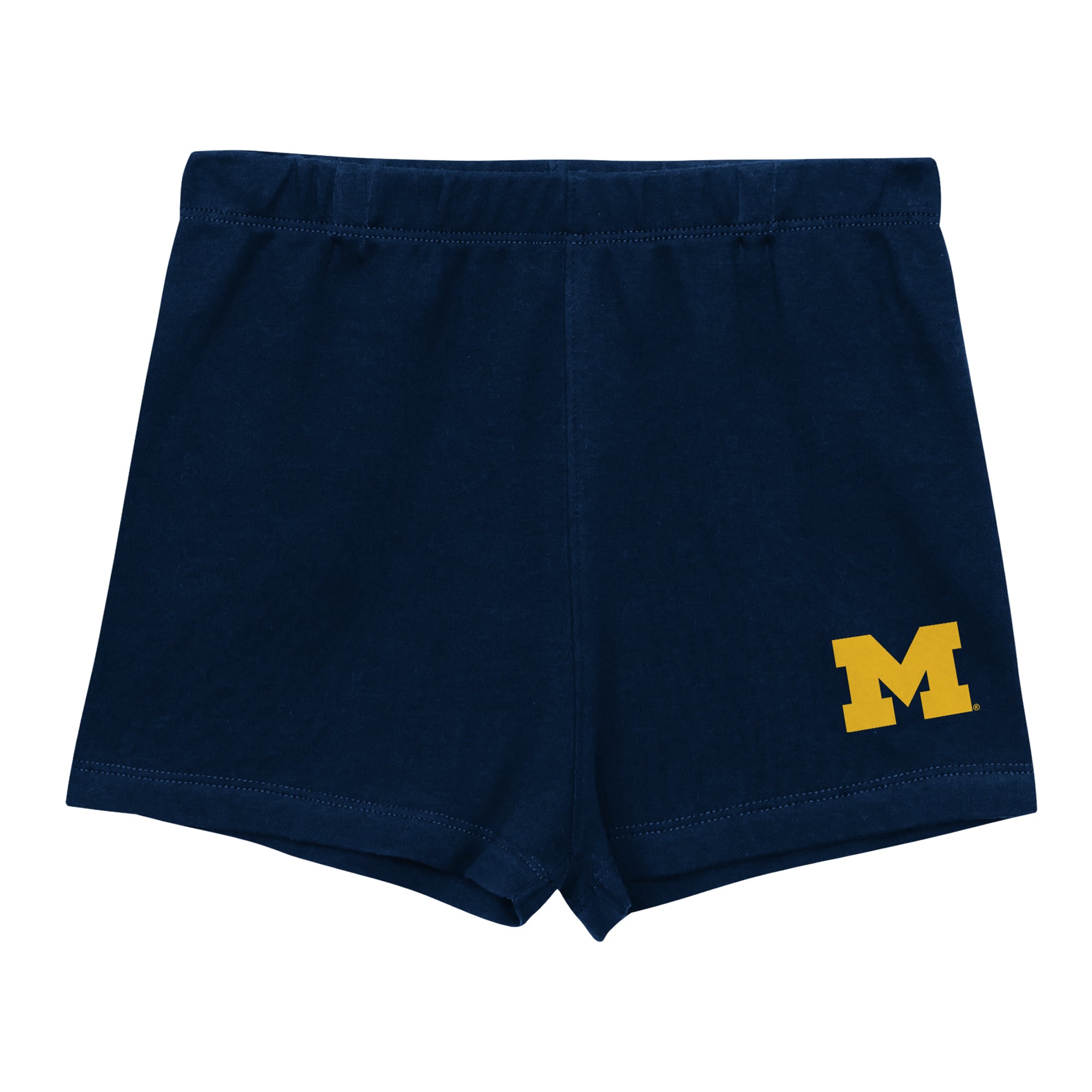 Ensemble T-shirt à col en V et short Outerstuff bleu marine/blanc Michigan Wolverines pour filles (taille préscolaire)
